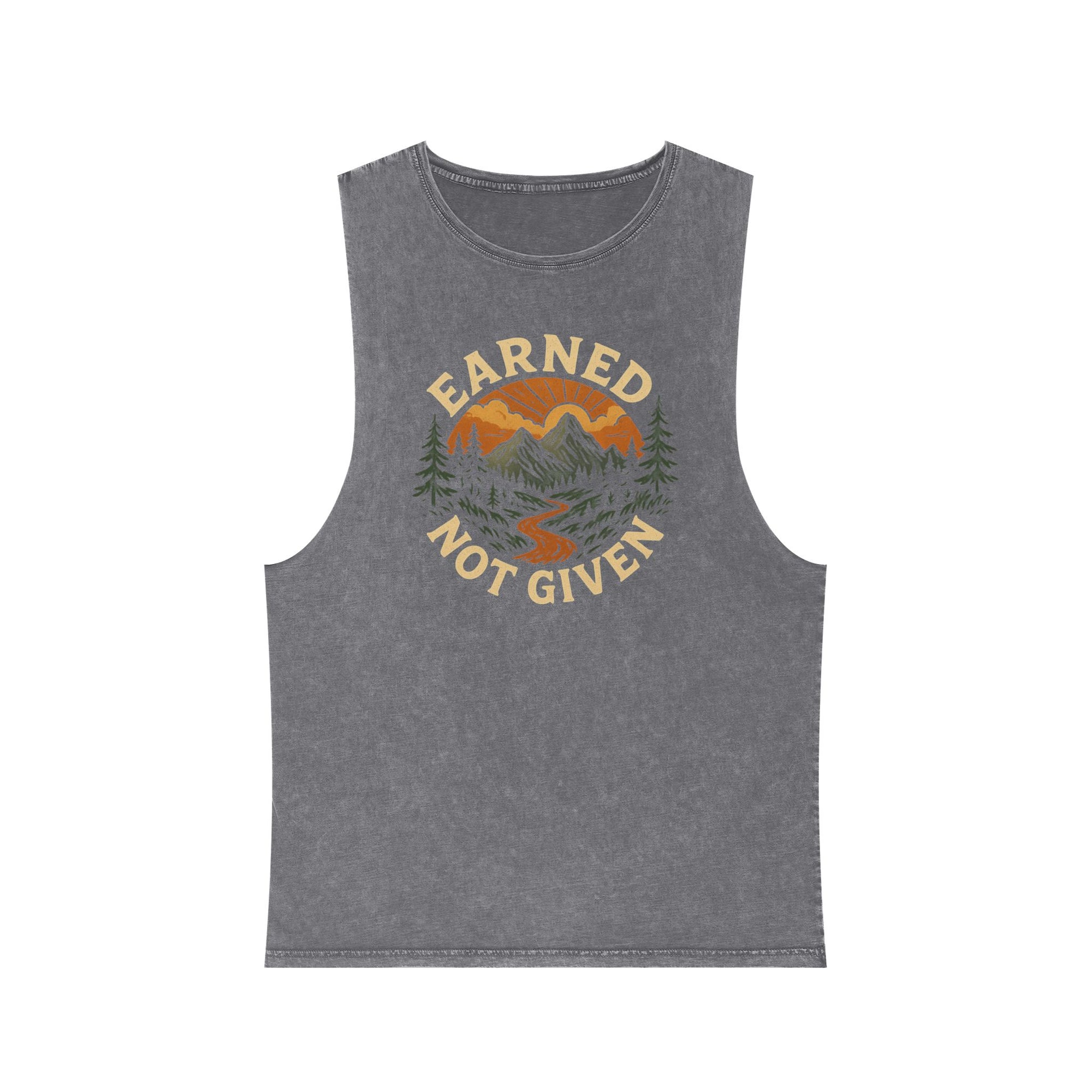 "Earned, Not Given" – Unisex Stonewash Tank Top