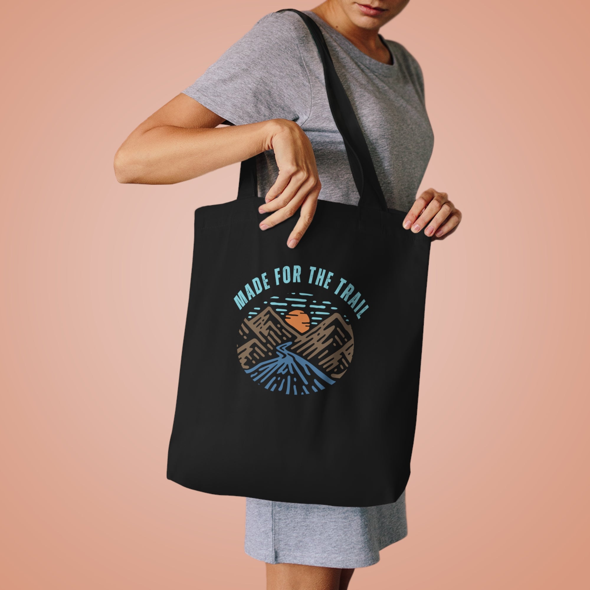 Mountain Adventure Cotton Tote Bag, Eco-Friendly Shopping Carryall, Made for the Trail, Hiking Bag, Reusable Grocery Tote